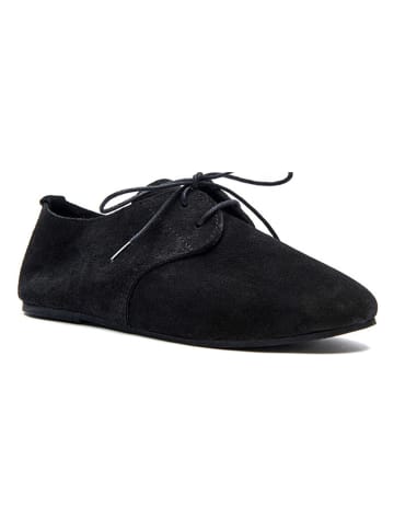 Leder-Schnürschuhe in Schwarz