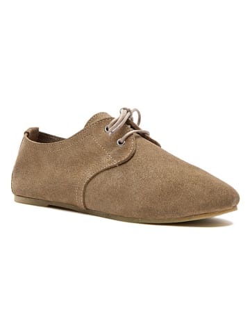 Leren veterschoenen beige/grijs