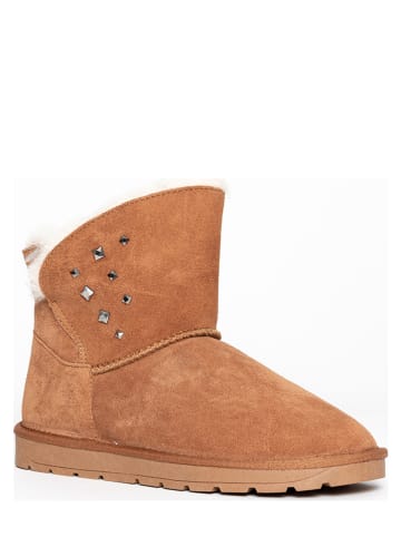 Leren winterboots "Sacha" lichtbruin