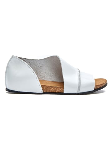Leder-Sandalen in Weiß