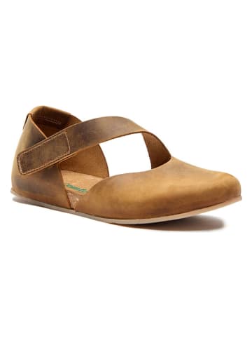 Leder-Ballerinas in Hellbraun