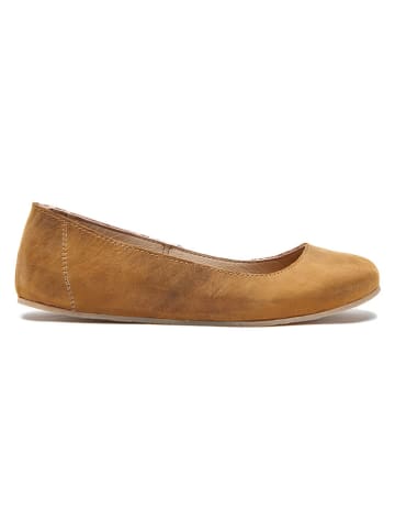 Leder-Ballerinas in Hellbraun