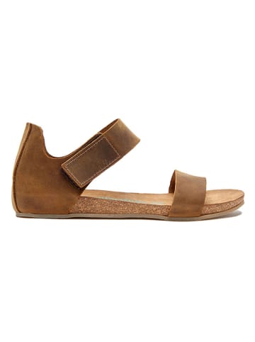 Leder-Sandalen in Hellbraun