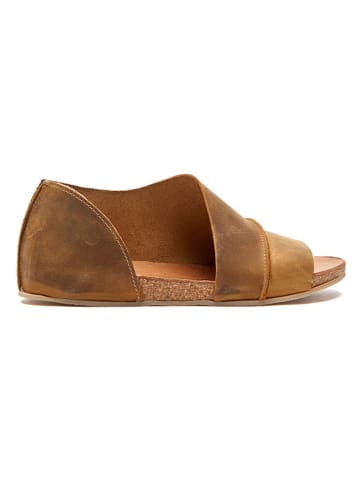 Leder-Sandalen in Hellbraun