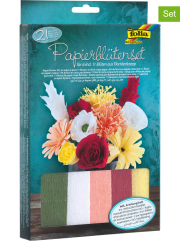21tlg. Bastelset "Papierblüten" in Bunt