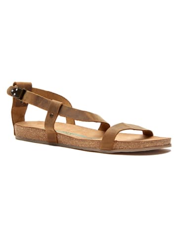 Leder-Sandalen in Hellbraun
