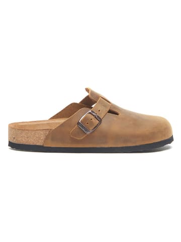 Leder-Clogs in Hellbraun