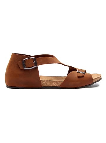 Leder-Sandalen in Hellbraun