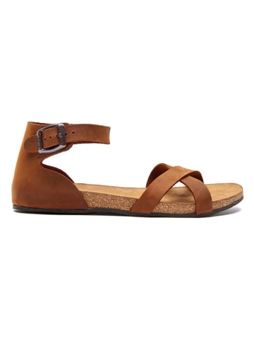 Leder-Sandalen in Hellbraun