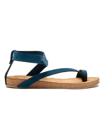 Leder-Zehensandalen in Dunkelblau