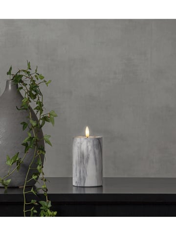 LED-Kerze "Flame Marble" in Grau - (H)15 x Ø 7,5 cm
