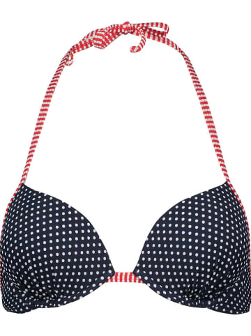 Bikini-Oberteil in Dunkelblau/ Rot