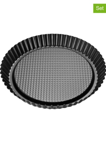 2er-Set: Obsttortenformen "Black Metallic" in Schwarz - Ø 30 cm