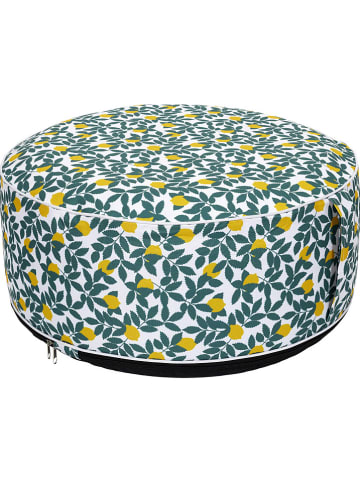 Pouf "Gonflable" in Weiß/ Grün - (H)25 cm - Ø 55
