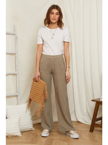Leinen-Hose in Taupe