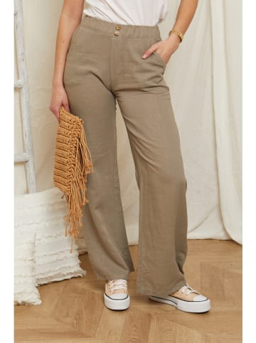 Leinen-Hose in Taupe