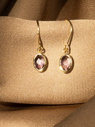 Gouden oorhangers "Rose kai" met edelstenen
