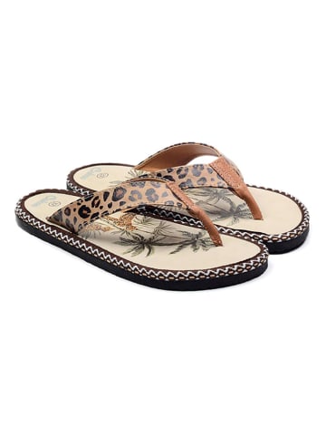 Zehentrenner in Beige/ Bunt