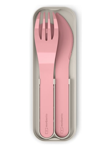 Sztućce podróżne "Pocket" w kolorze różowym - (S)14,7 x (W)1,6 x (G)4,7 cm