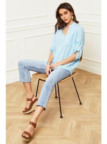 Linnen blouse "Bjorg" lichtblauw