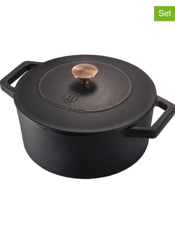 2-delige set: steelpan met deksel zwart - Ø 24 cm