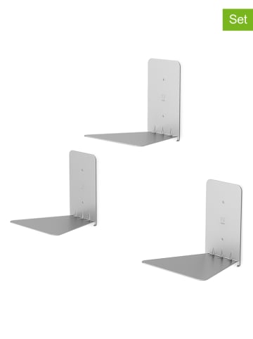 3er-Set: Wandregale "Conceal" in Silber - (B)13 x (H)14 x (T)14 cm