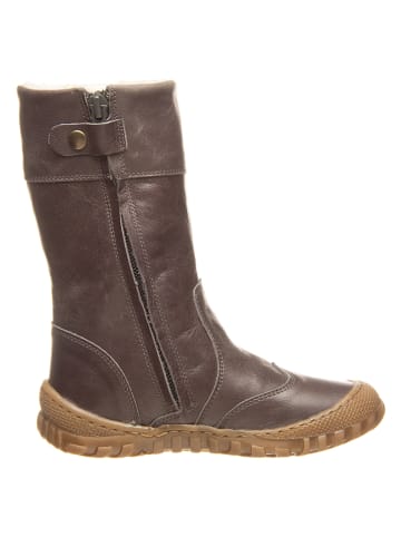 Leder-Winterstiefel in Grau