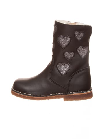 Leder-Stiefel in Schwarz/ Silber