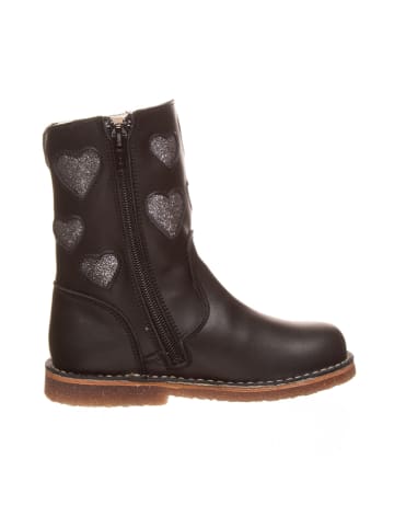 Leren boots zwart/zilverkleurig