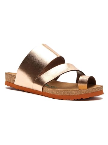 Skórzane japonki w kolorze różowozłotym