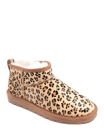 Leder-Winterboots "Mina" in Beige/ Braun/ Bunt