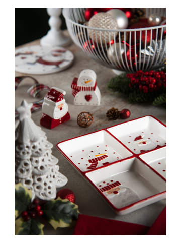 2-delige zout- en peperstrooierset "Snowman" rood/wit