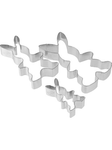 3er-Set: Ausstecher "Goldiges Ostern - Hasenfamilie" in Silber - 2x 3 Stück