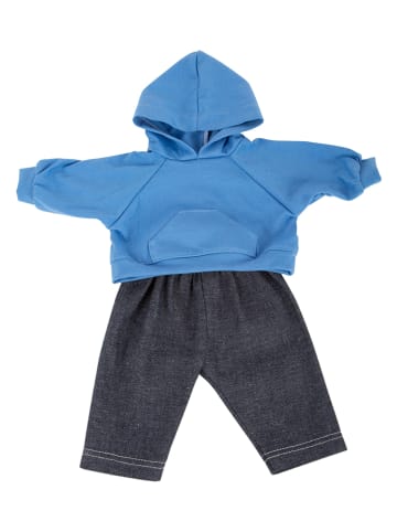 2-delige poppenoutfit blauw/antraciet - vanaf 2 jaar