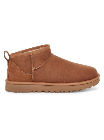 Lammfell-Ankle-Boots in Braun