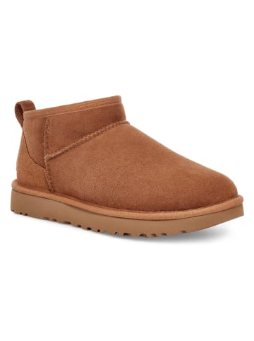 Lammfell-Ankle-Boots in Braun