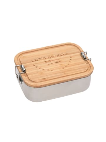 Lunchbox "Adventure" zilverkleurig/beige - (B)18 x (H)12,7 x (D)6 cm
