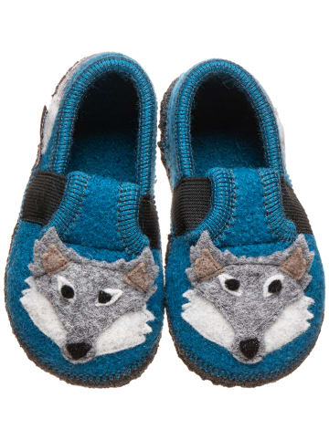 Hausschuhe "Wolf" in Blau