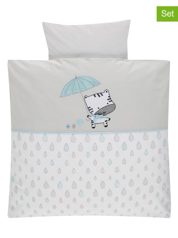 Bettwäsche-Set "Raindrops" für Pendelwiege in Grau/ Hellblau