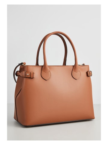 Leder-Henkeltasche "Anita" in Camel - (B)32,5 x (H)23 x (T)15,5 cm