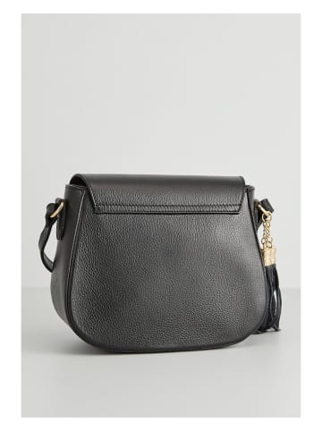 Leren schoudertas "Ina" zwart - (B)24 x (H)18 x (D)11 cm