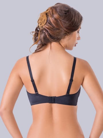 Biustonosz push-up "Teofila" w kolorze czarnym ze wzorem