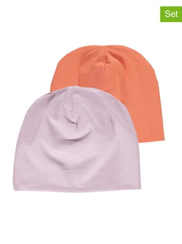 2-delige set: mutsen lila/oranje