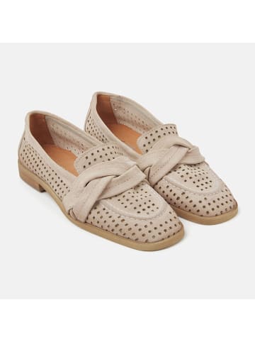 Leren instappers beige