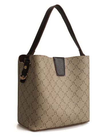 Schultertasche in Creme/ Braun - (B)25 x (H)20 x (T)13 cm