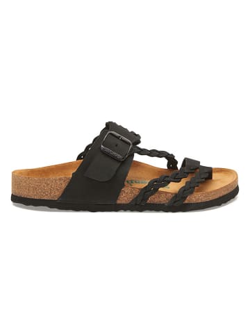 Leder-Zehentrenner in Schwarz