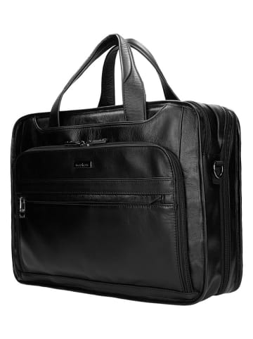 Skórzana aktówka w kolorze czarnym - 40 x 29 x 11 cm