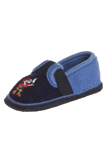 Viltpantoffel "Bob piraat" donkerblauw/blauw