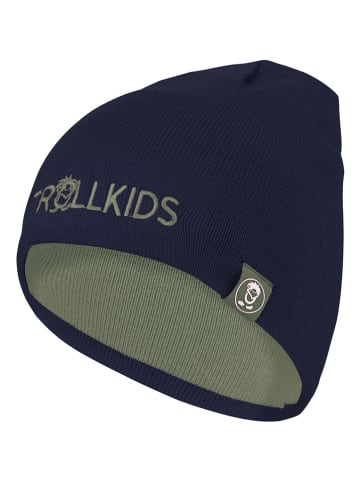 Wende-Beanie "Troll" in Khaki/ Dunkelblau
