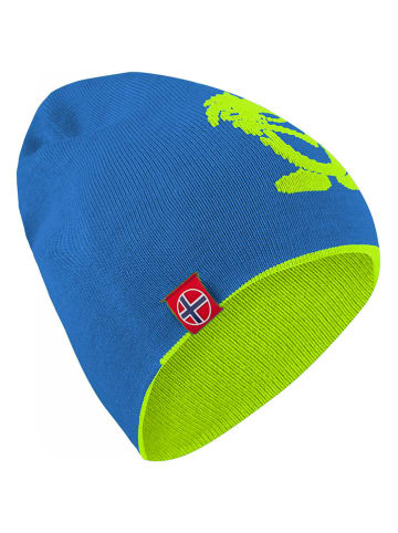 Omkeerbare beanie"Troll" blauw/groen